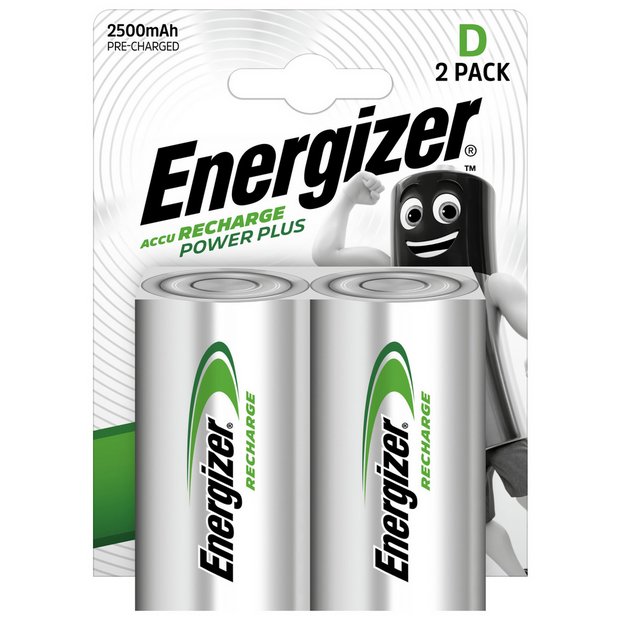 Energizer rechargeable D batteries pack of 2, UK version