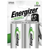 Energizer rechargeable D batteries pack of 2, UK version