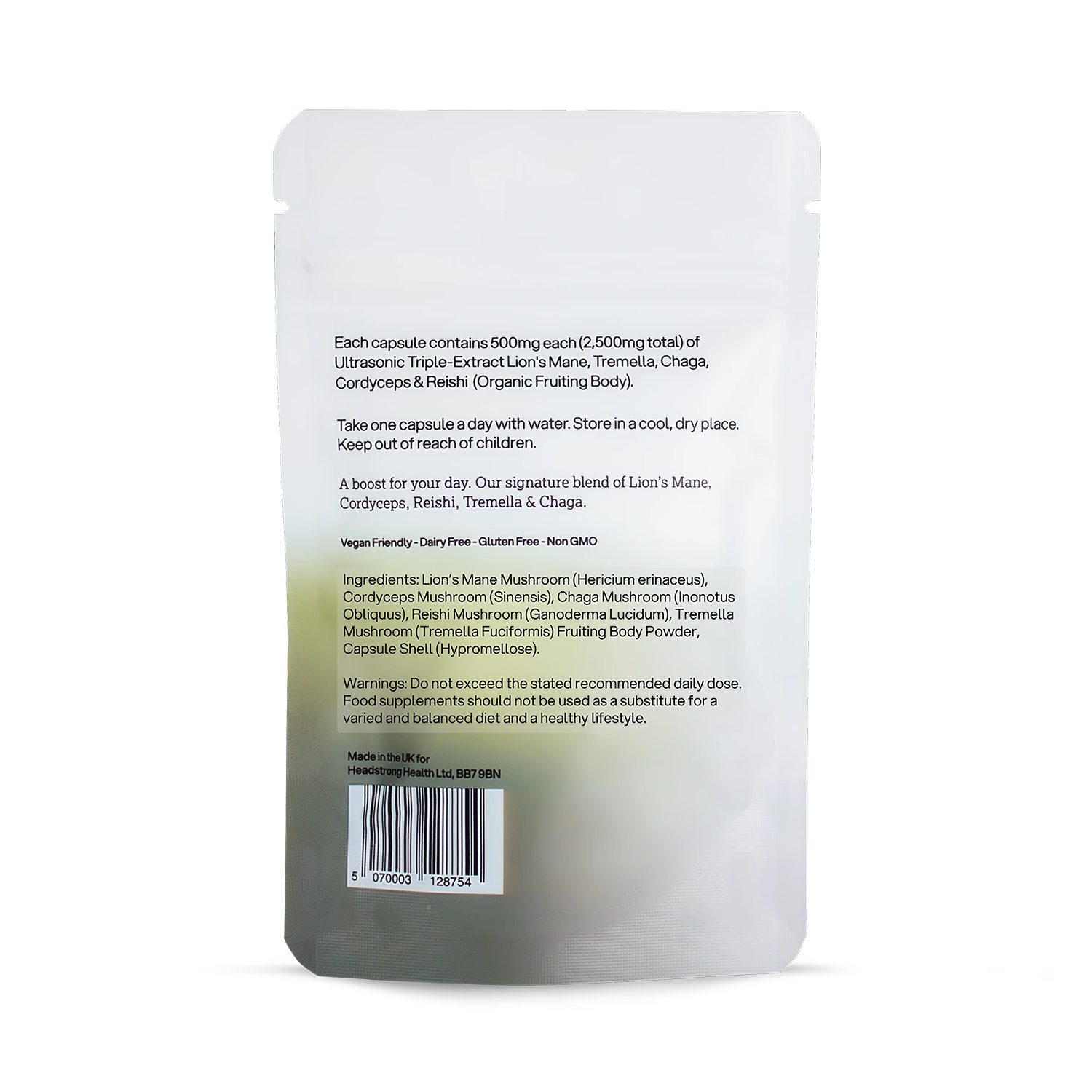 Headstrong Mushroom Blend supplement 30 capsules, imported from the UK