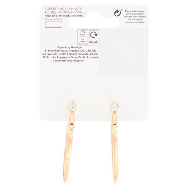 Superdrug Diamante Double Hoop Earrings GOODS Superdrug   