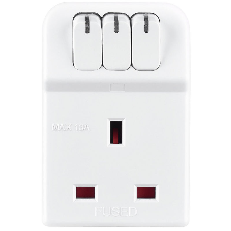 Masterplug 3-way switched adapter, UK version