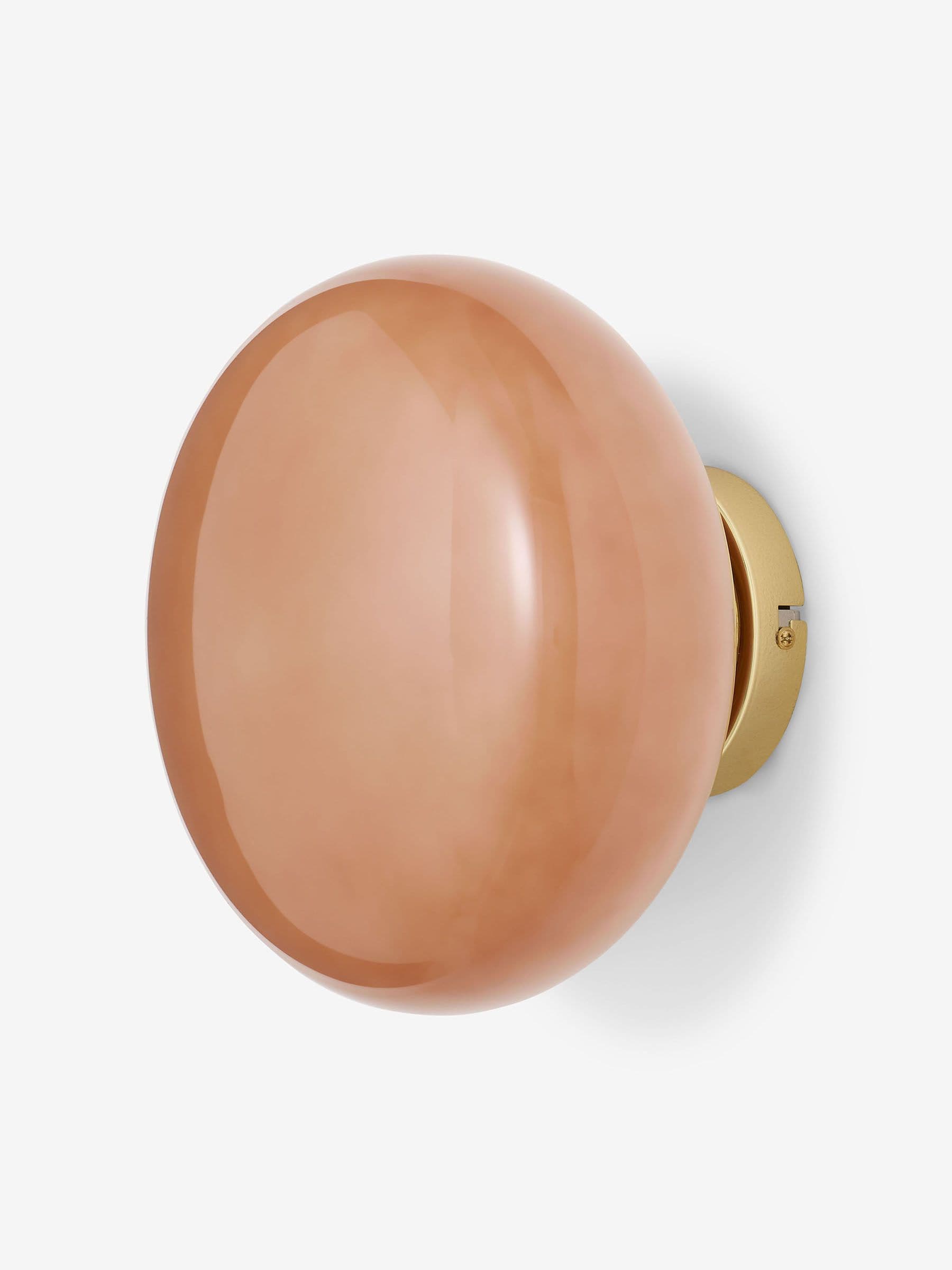 MADE.COM pink glass wall light with brass accents - British product