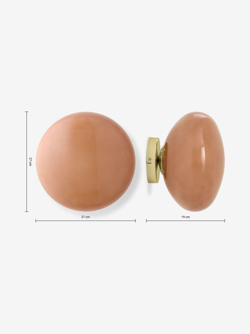 MADE.COM pink glass wall light with brass accents - British product