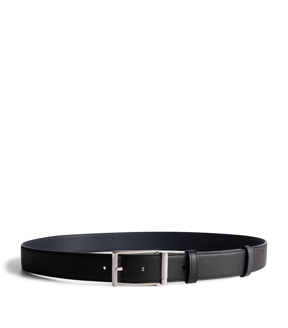 Dunhill reversible leather belt black and navy palladium buckle - imported from the UK