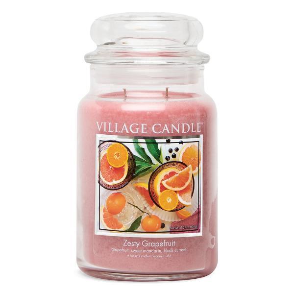 Village Candle Zesty Grapefruit large glass jar candle, UK version