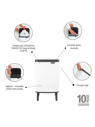 Brabantia Weiße Bo Hi 7L Abfalleimer