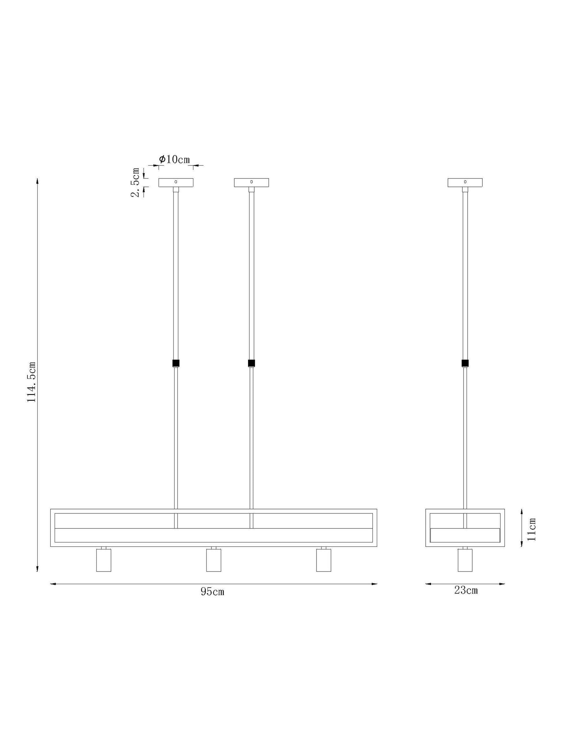 Bronx Pendelleuchte mit Holzregal und Metallstange - Britisches Produkt