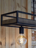 Bronx Pendelleuchte mit Holzregal und Metallstange - Britisches Produkt