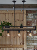Bronx Pendelleuchte mit Holzregal und Metallstange - Britisches Produkt