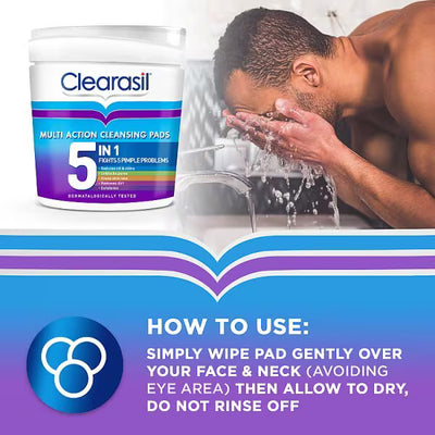Superdrug Clearasil Ultra 5-i-1 Renseputer Aknebehandling 65 Stk- Kjøp online hos McGrocer