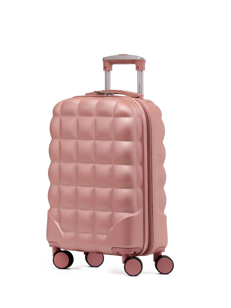 Flight Knight Rose Gold/Silver 55x35x20cm 8 Wheel ABS Hard Case Cabin Carry On Hand Luggage