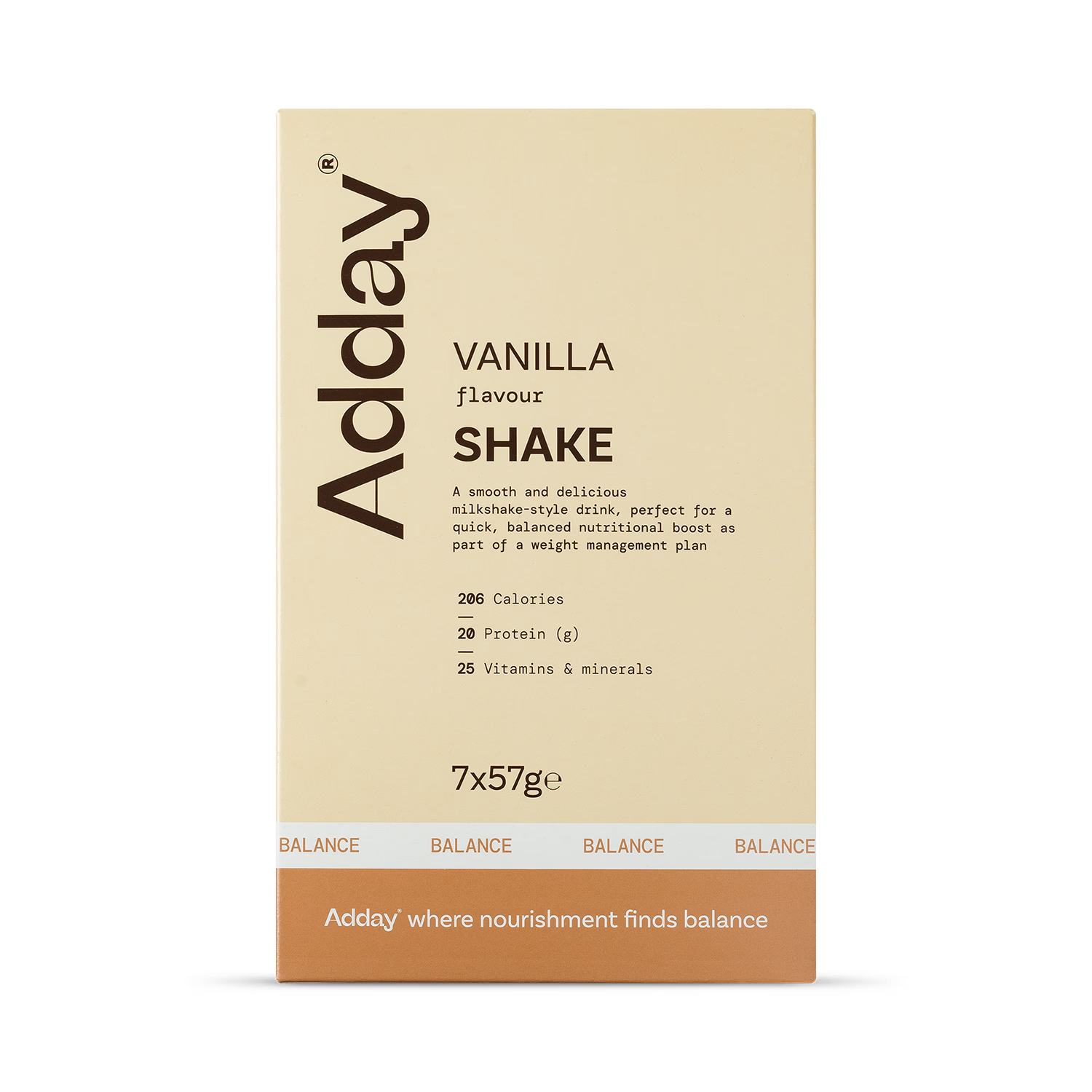 Adday shake vanilla 7 x 57g, imported from the UK