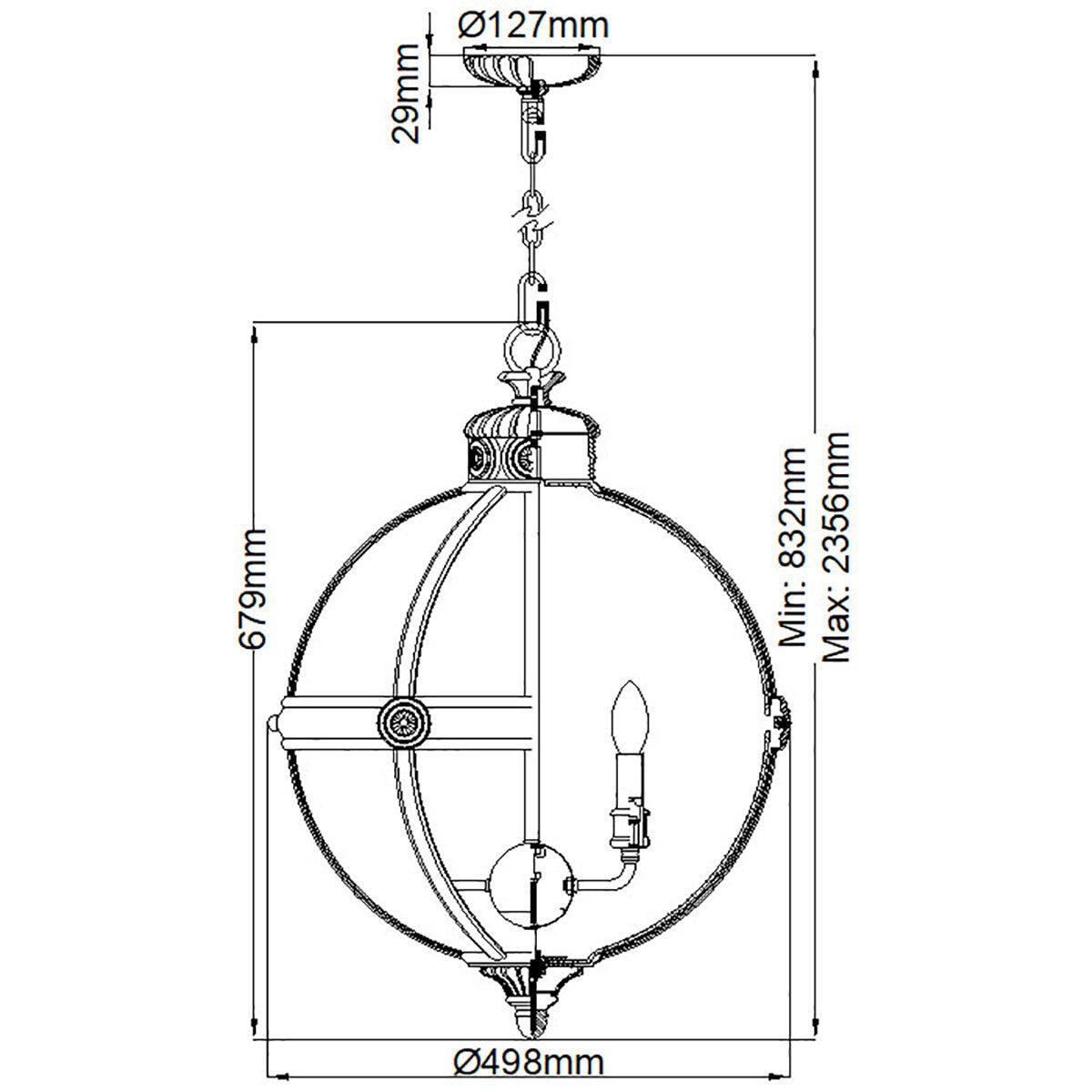 Feiss Adams 4 light pendant chandelier in 2 finishes - British product