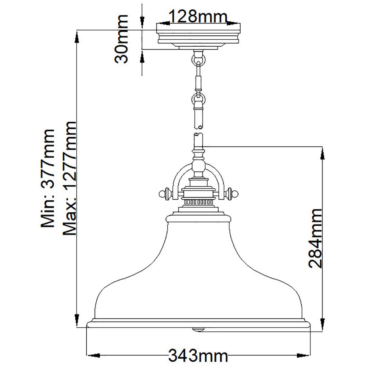 Quoizel medium pendant light in three finishes (British brand)