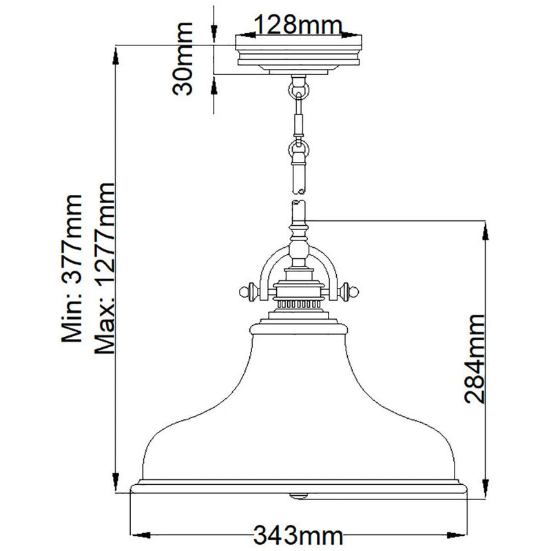 Quoizel medium pendant light in three finishes (British brand)