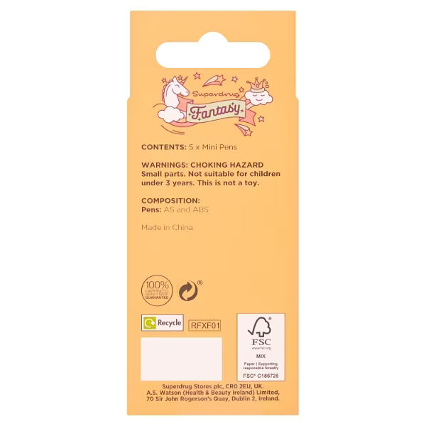 Fantasy Mini Pens Set x 5 plastic stationery - British product