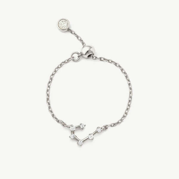 MUCHV Cancer zodiac ring sterling silver adjustable (British brand)