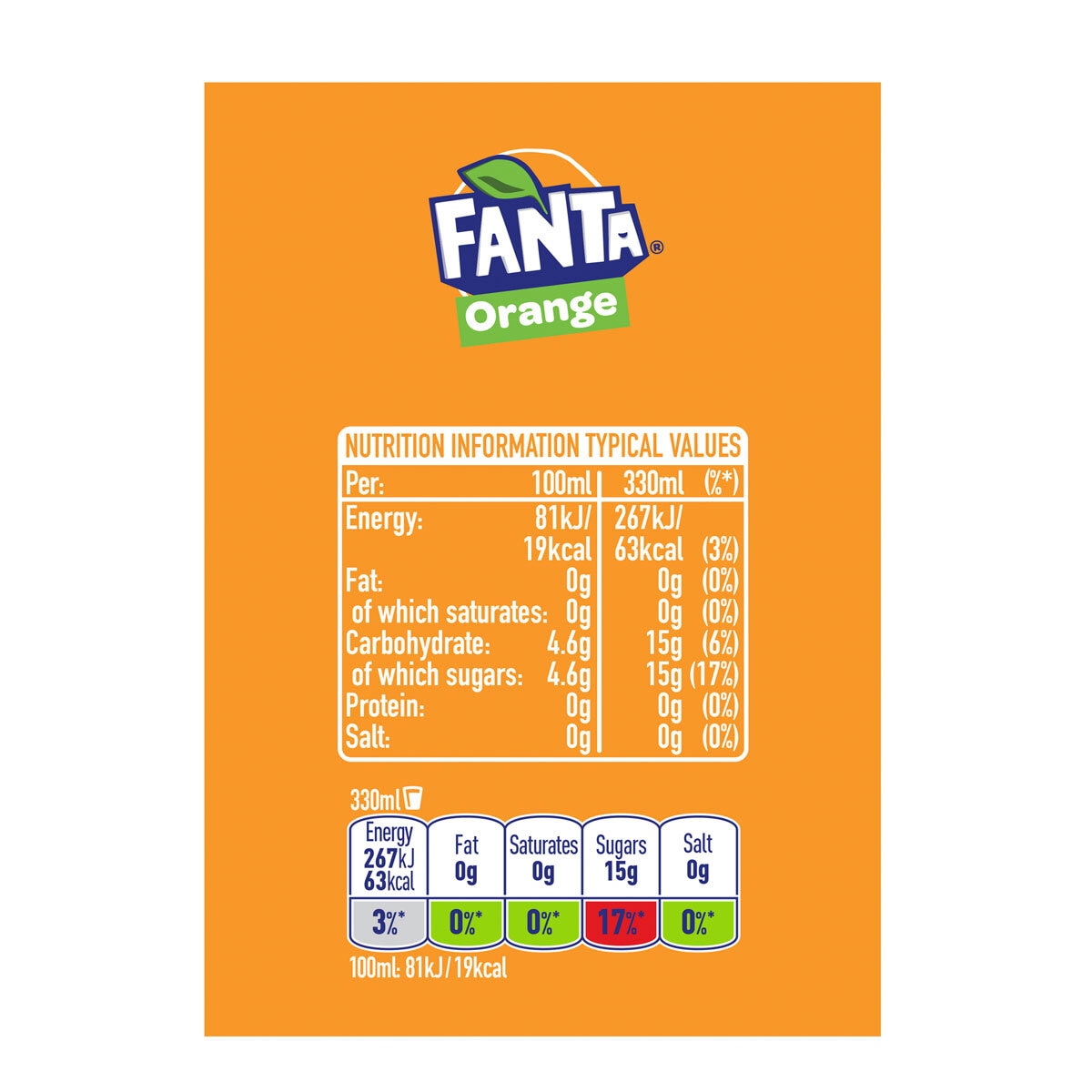 Fanta orange soda 330ml cans 24 pack, UK version