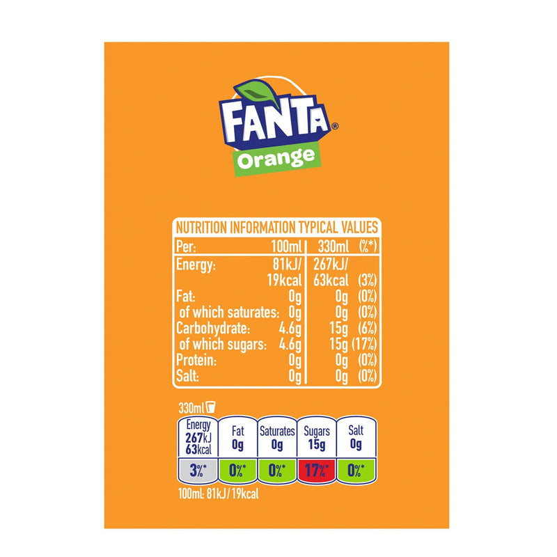 Fanta orange soda 330ml cans 24 pack, UK version