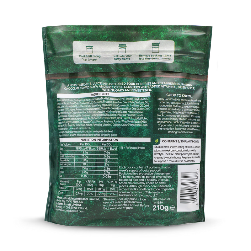 Holland & Barrett Skin Support Rocky Road Trail Mix 210g, UK version