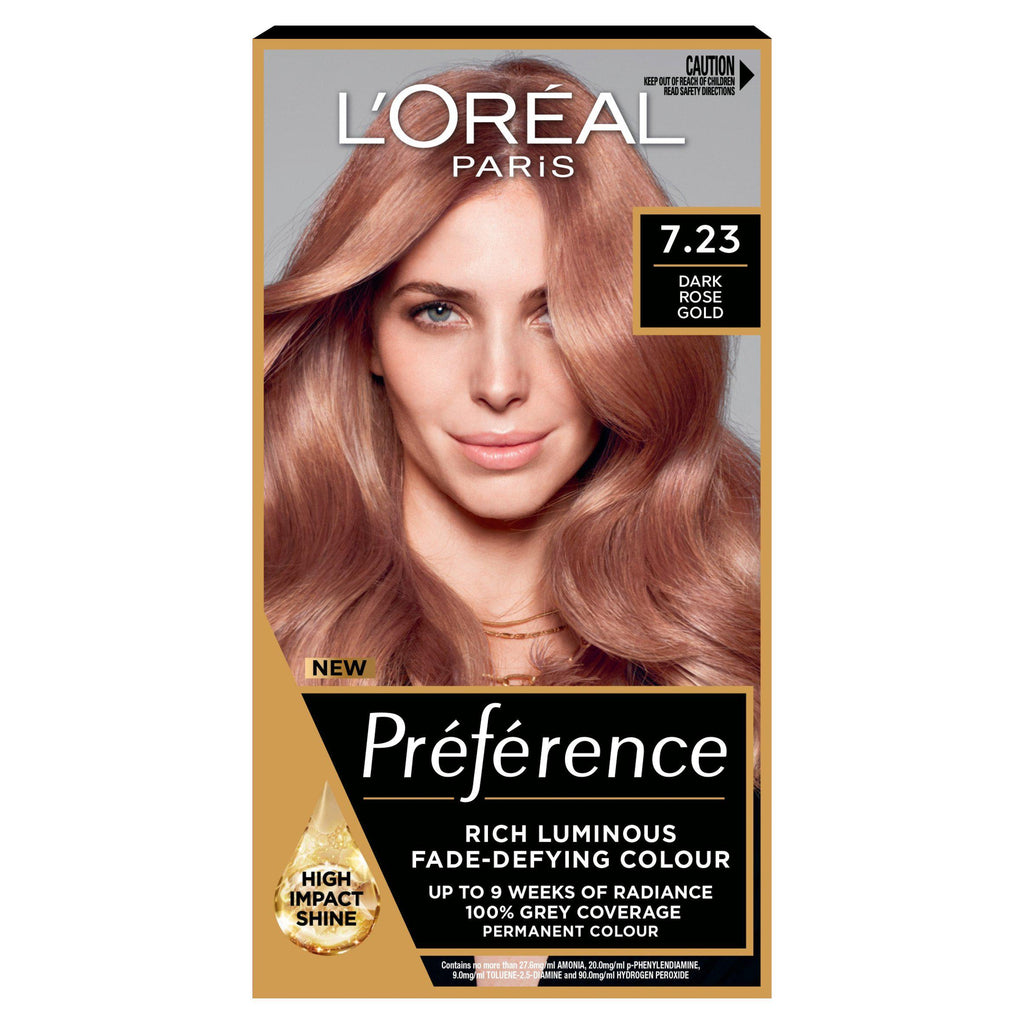 L'Oreal Paris Preference Permanent Hair Dye Bali Dark Rose Gold Brown 7.23