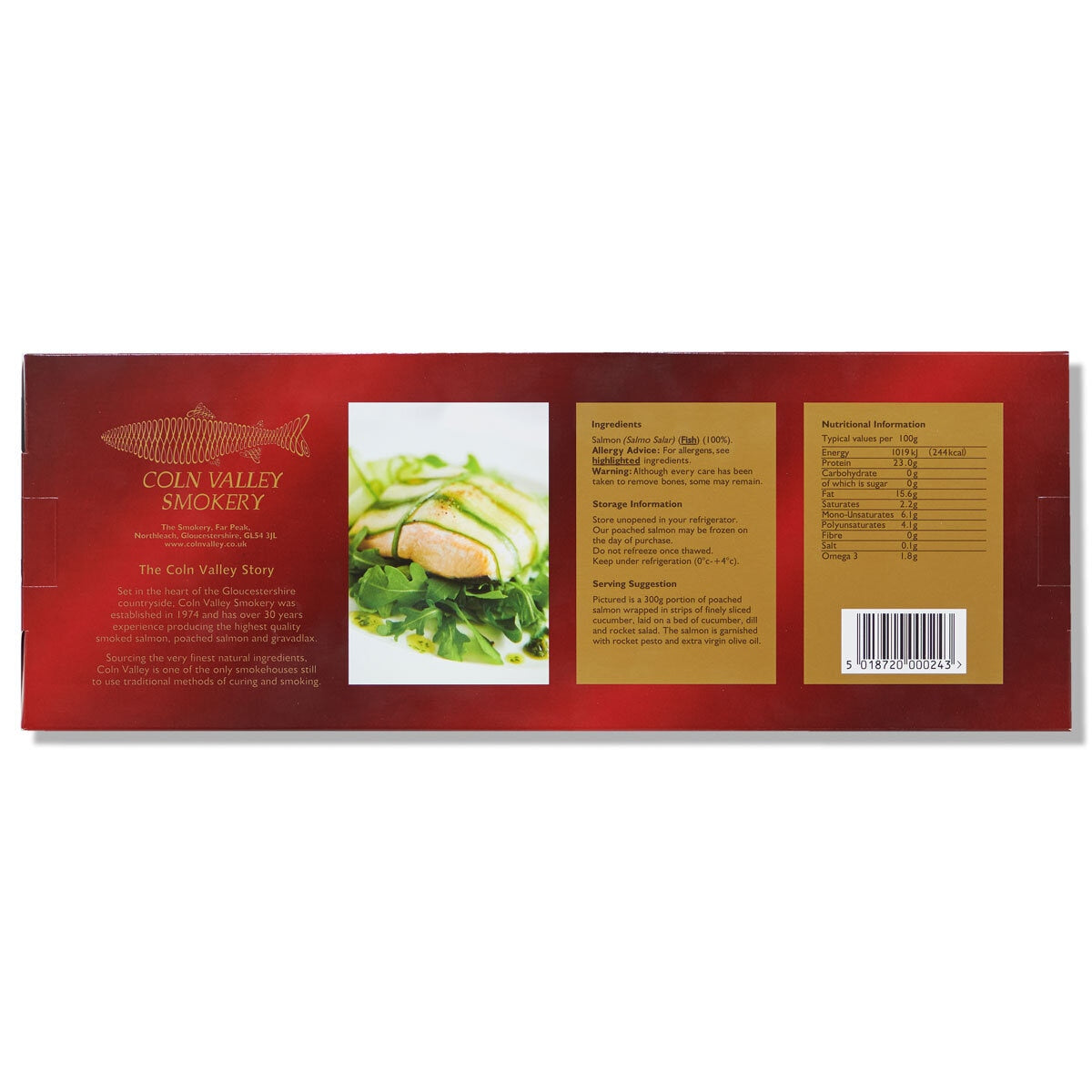 Coln Valley poached Scottish salmon dressed with smoked salmon 1.1kg - British product