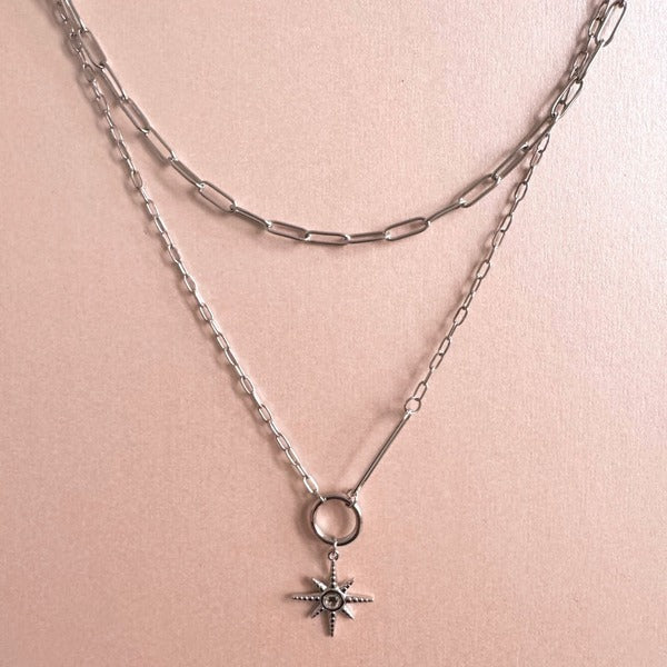 Luxe Tones double layer starburst pendant necklace (British brand)