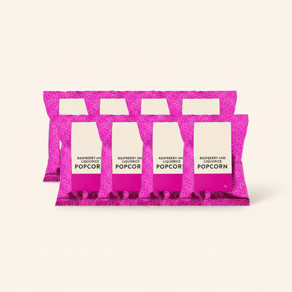 Holland & Barrett Raspberry Liquorice Popcorn 8x 21g, UK version