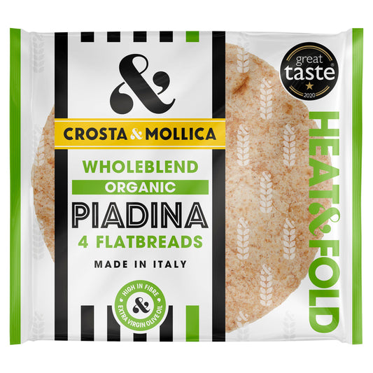 Crosta & Mollica Piadina Organic Wholeblend Italian Flatbreads Wraps x4 300g GOODS Sainsburys   