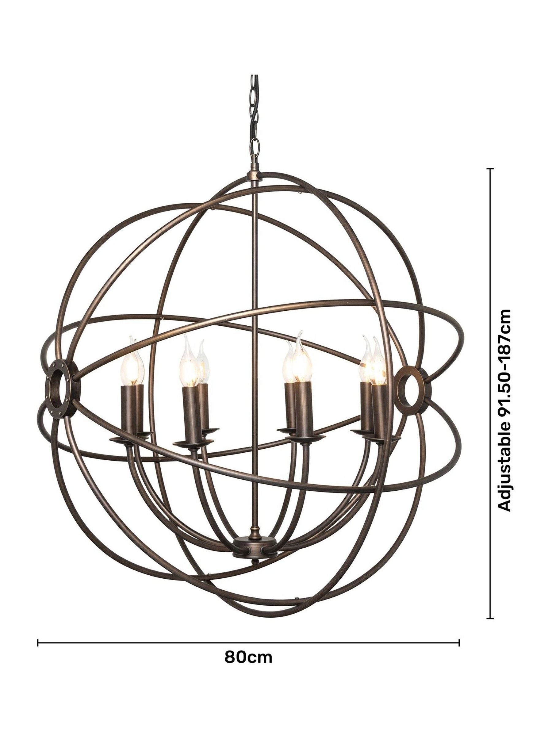 Plafonnier orb BHS Bronze Capri 8 lumières, version UK