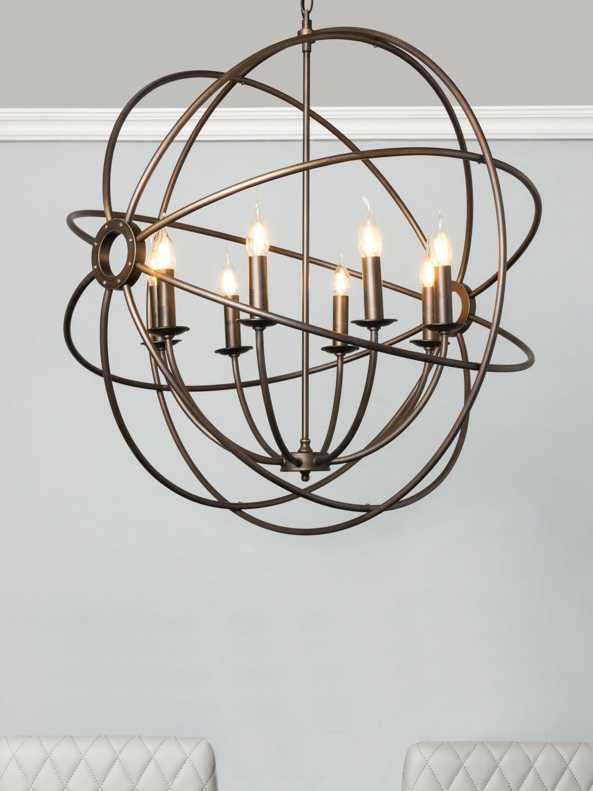 Plafonnier orb BHS Bronze Capri 8 lumières, version UK