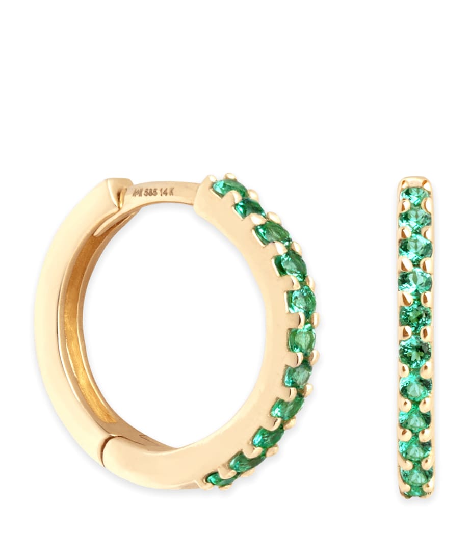 Astrid & Miyu Yellow Gold and Emerald Single Hoop Earring