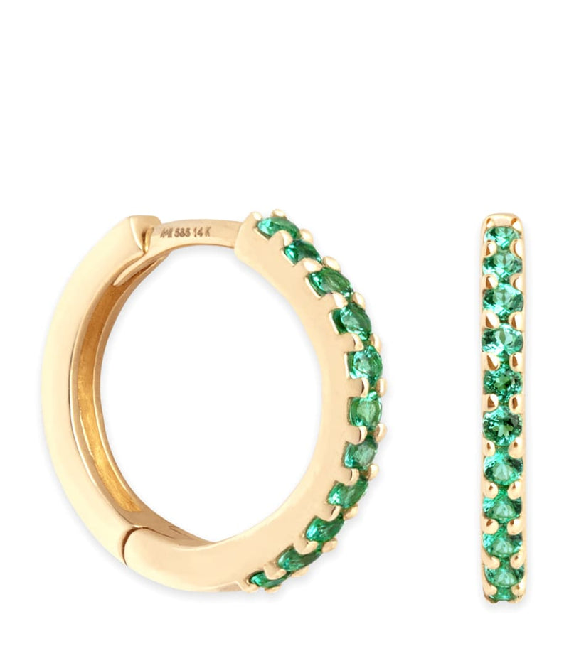 Astrid & Miyu Yellow Gold and Emerald Single Hoop Earring