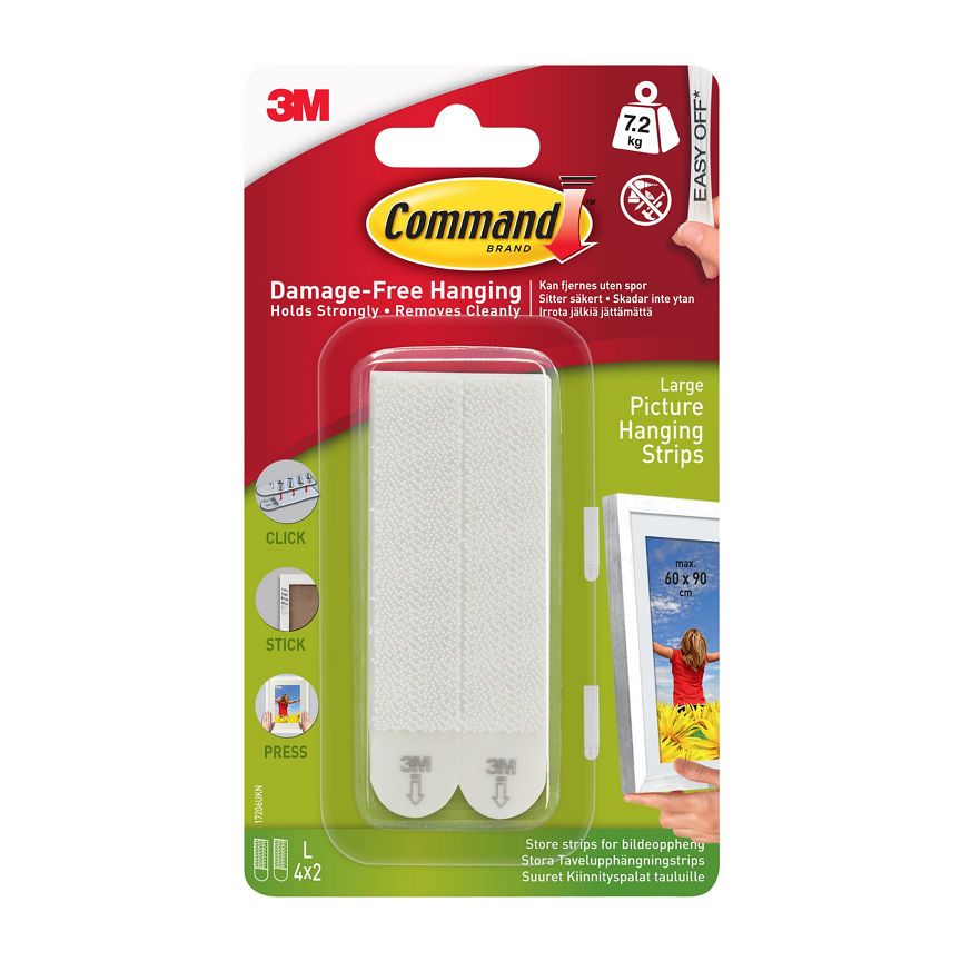 Command Picture Hanging Strips White Large 4 Sets