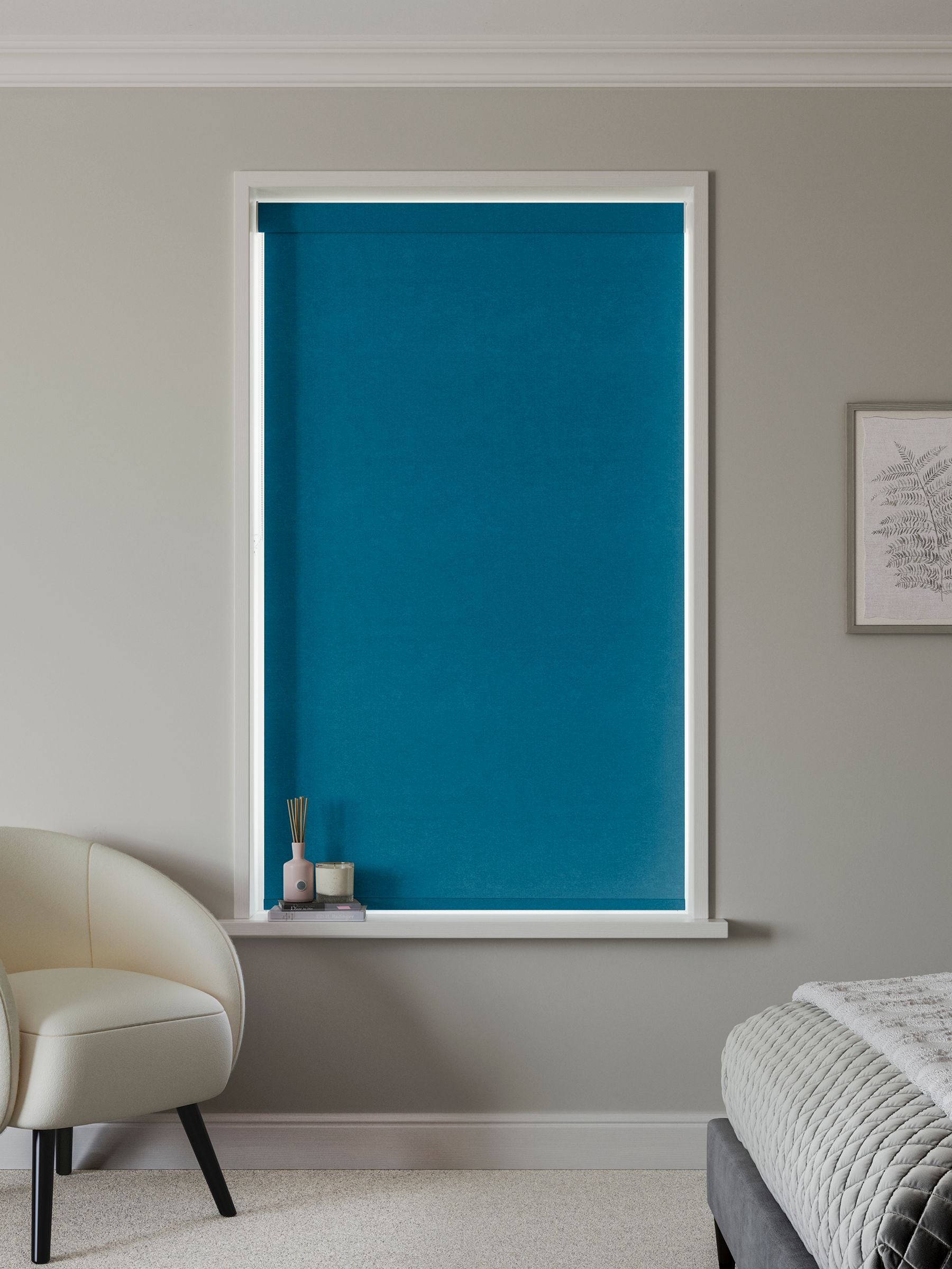 Next Peacock Blue made to measure roller blind, UK version