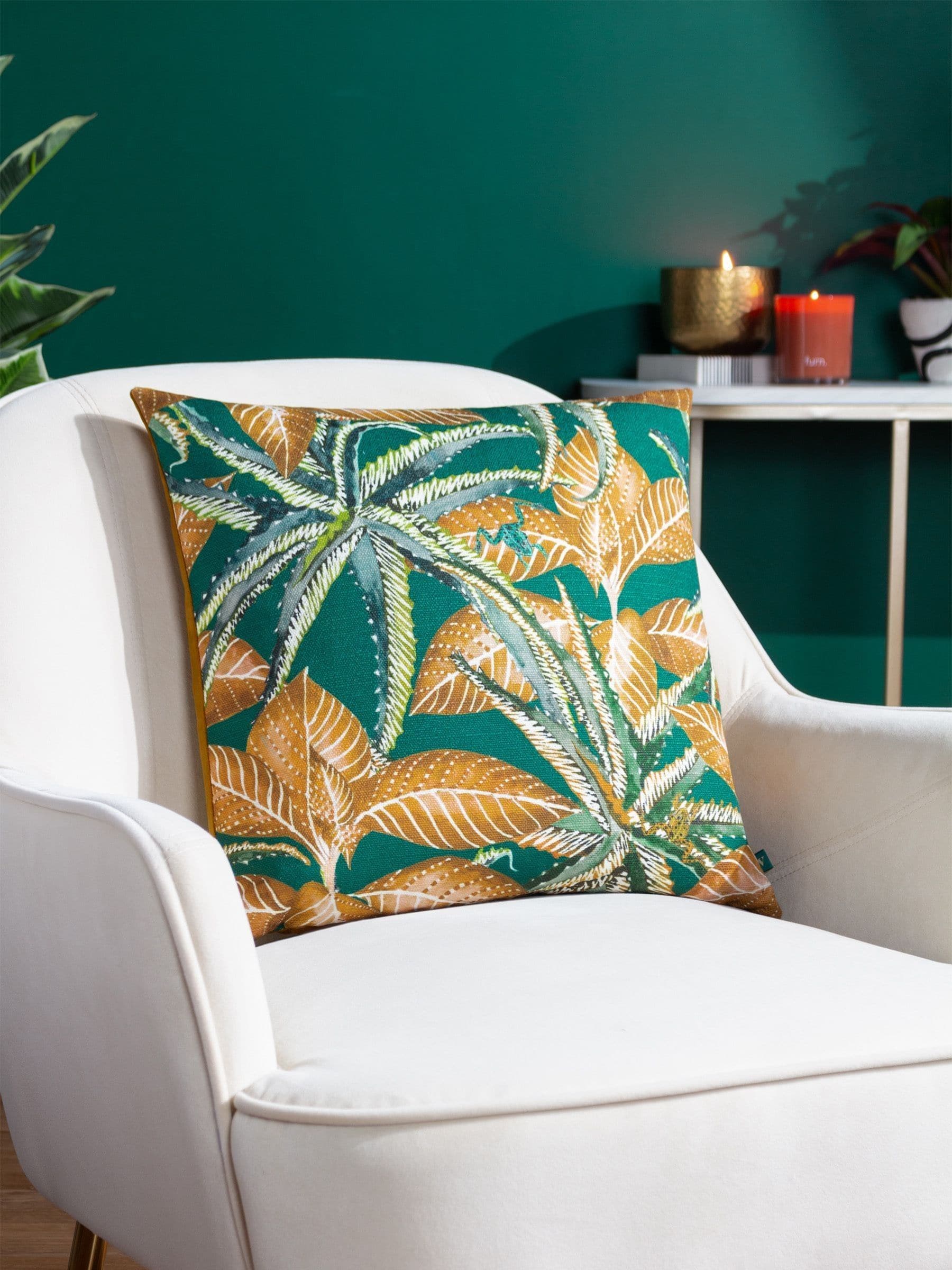 Wylder Green Emerald Jahi Tropical Cushion 43cm, UK version