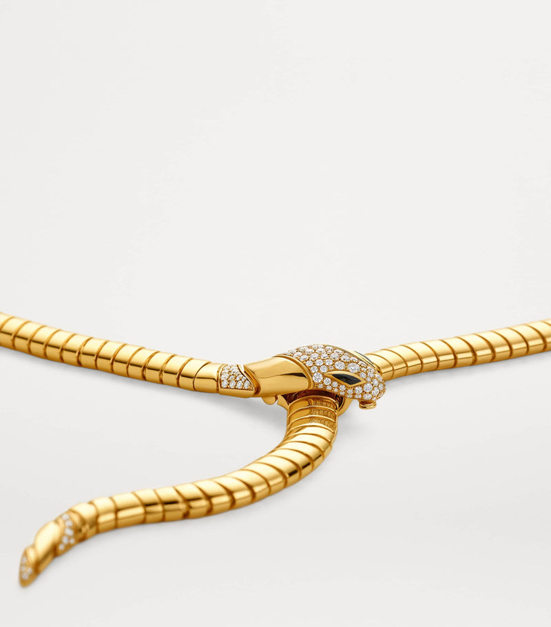 Bvlgari Serpenti tubogas necklace yellow gold diamonds, UK version