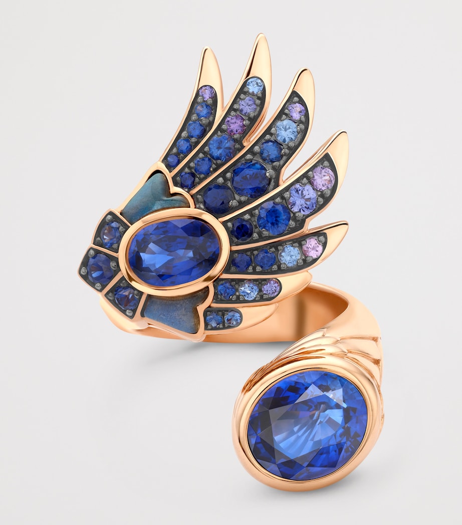 Boodles rose gold ring with sapphire and labradorite - British product