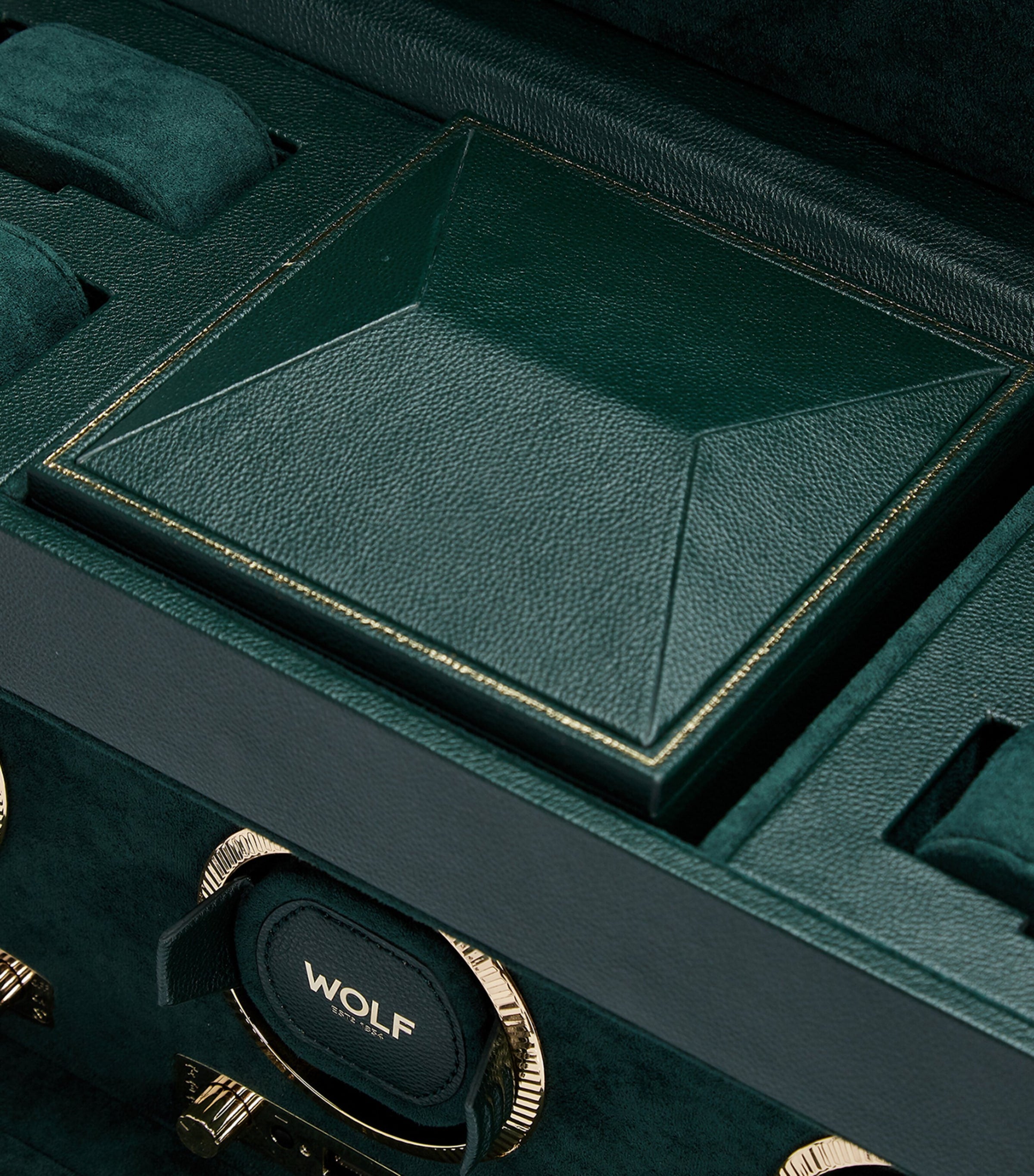 WOLF triple watch winder British Racing Green vegan leather, imported from the UK