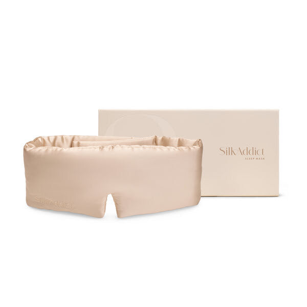 Silk Addict mulberry silk sleep mask caramel, UK version
