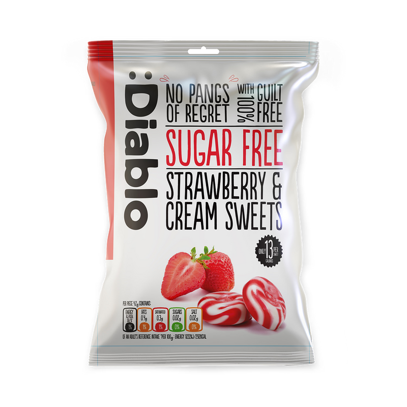 Diablo Sugar Free Strawberry Cream Sweets 75g - British product