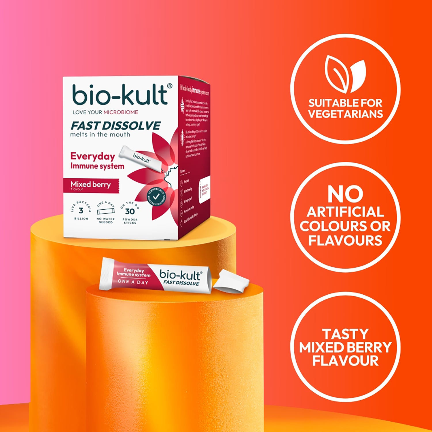 Bio-Kult probiotic powder sticks mixed berry 30 sachets - British product