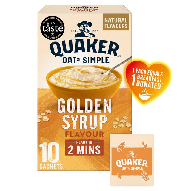 Quaker Oat So Simple Golden Syrup Porridge Sachets Cereal   10 per pack Cereals M&S   