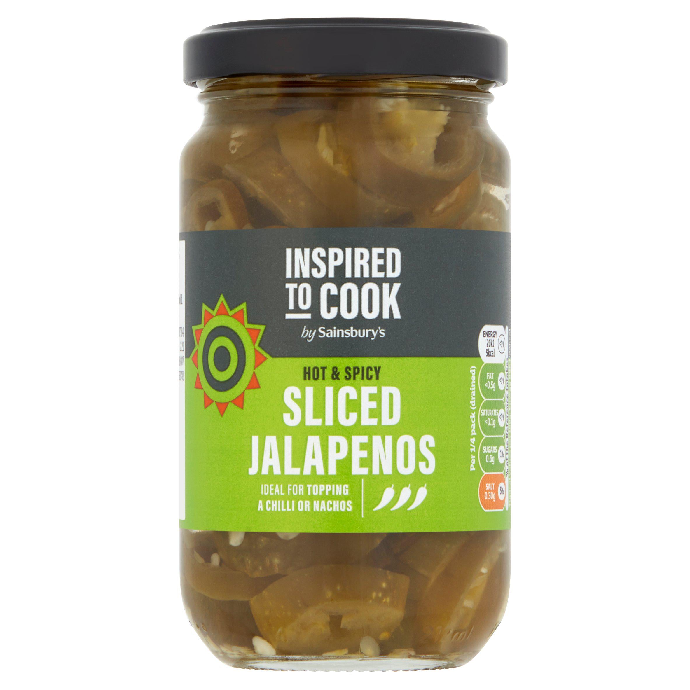 Sainsbury's Sliced Jalapenos, Inspired to Cook 200g (90g*) Pickled food Sainsburys   