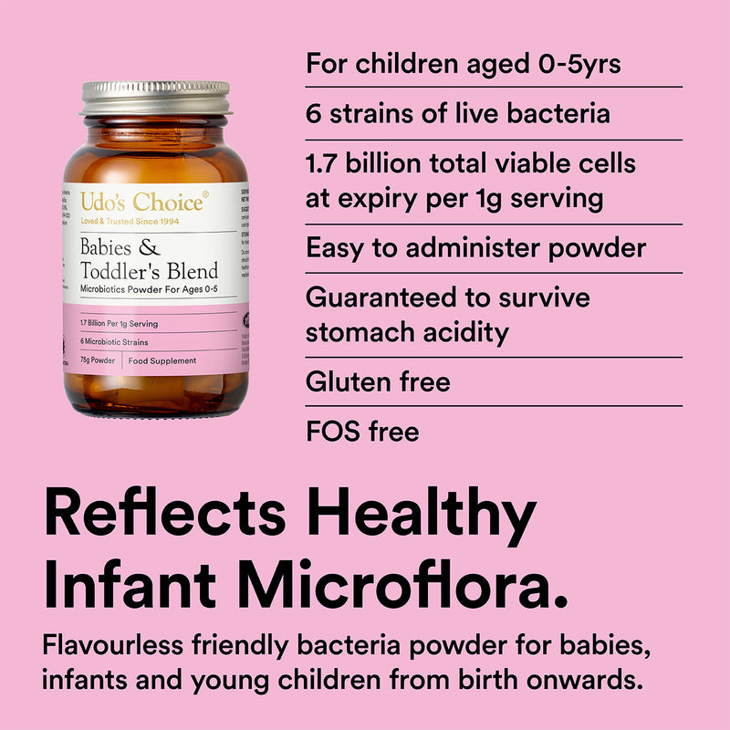 Udo's Choice probiotic powder Babies & Toddlers Blend 75g (British brand)