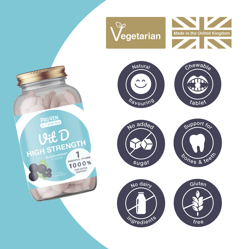 Pro-Ven vitamin D3 chewable tablets 60 count (British brand)