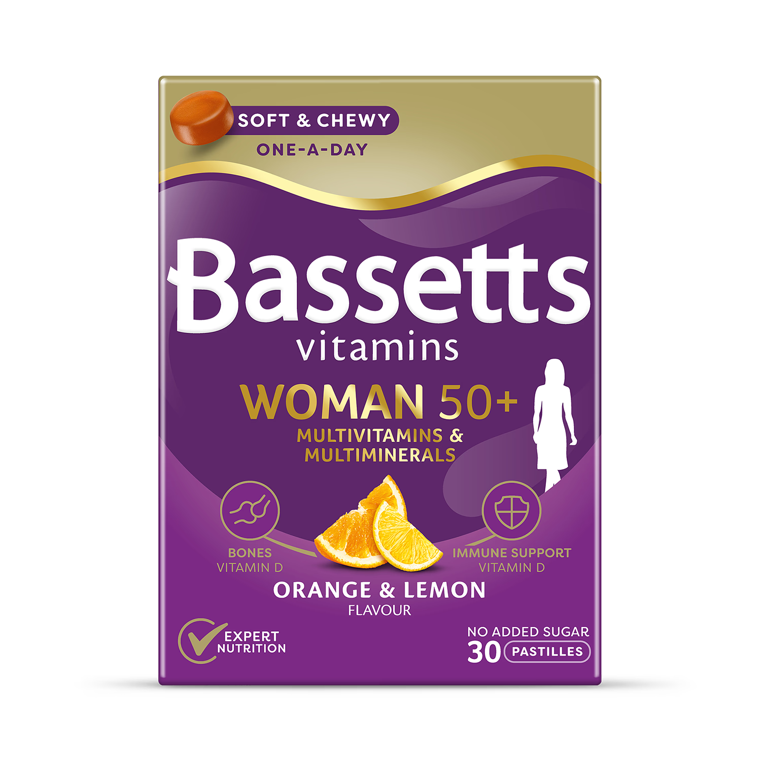 Bassetts Woman 50+ multivitamin pastilles orange lemon (British brand)