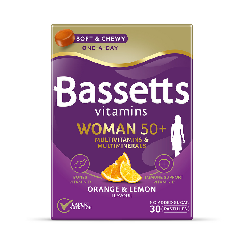 Bassetts Woman 50+ multivitamin pastilles orange lemon (British brand)