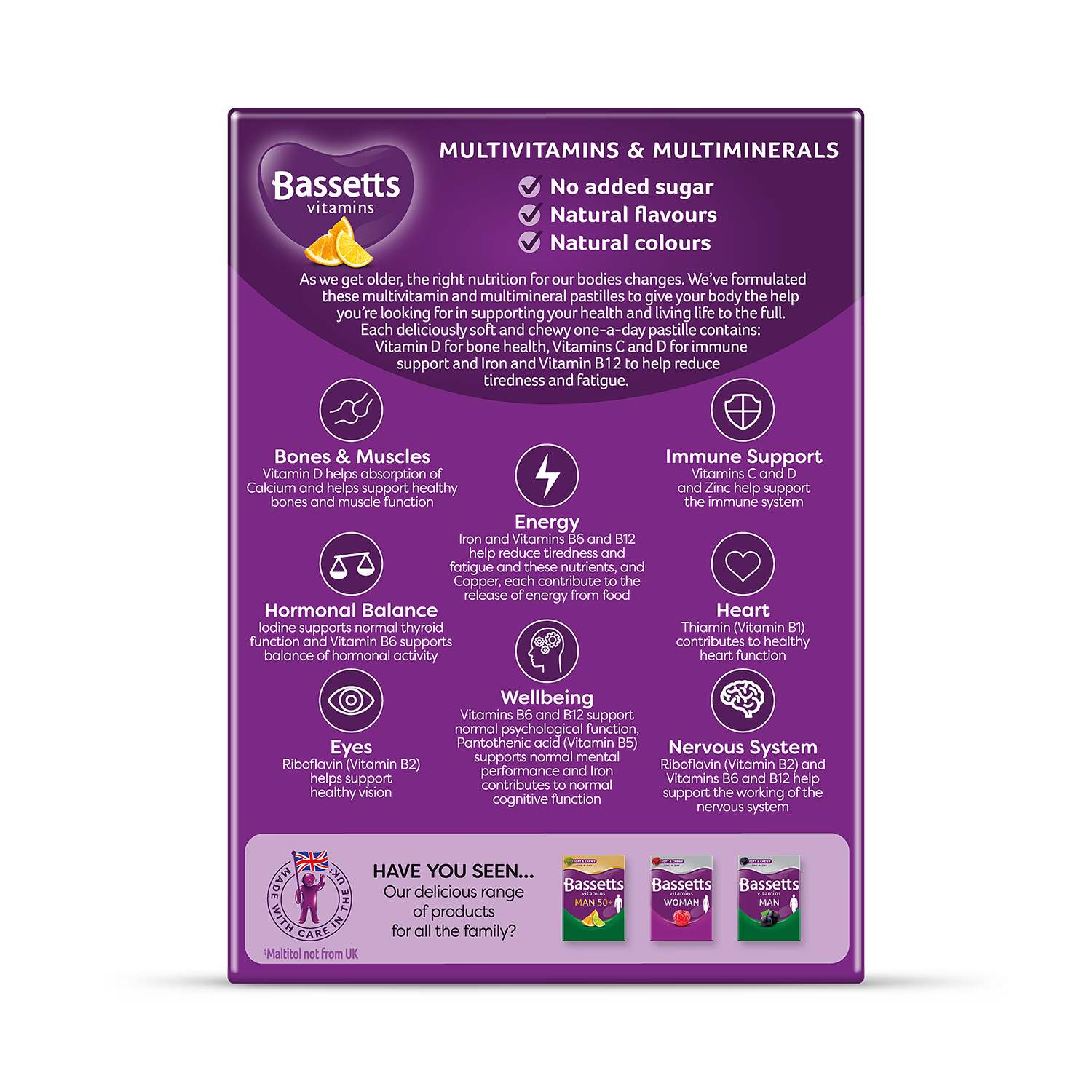 Bassetts Woman 50+ multivitamin pastilles orange lemon (British brand)