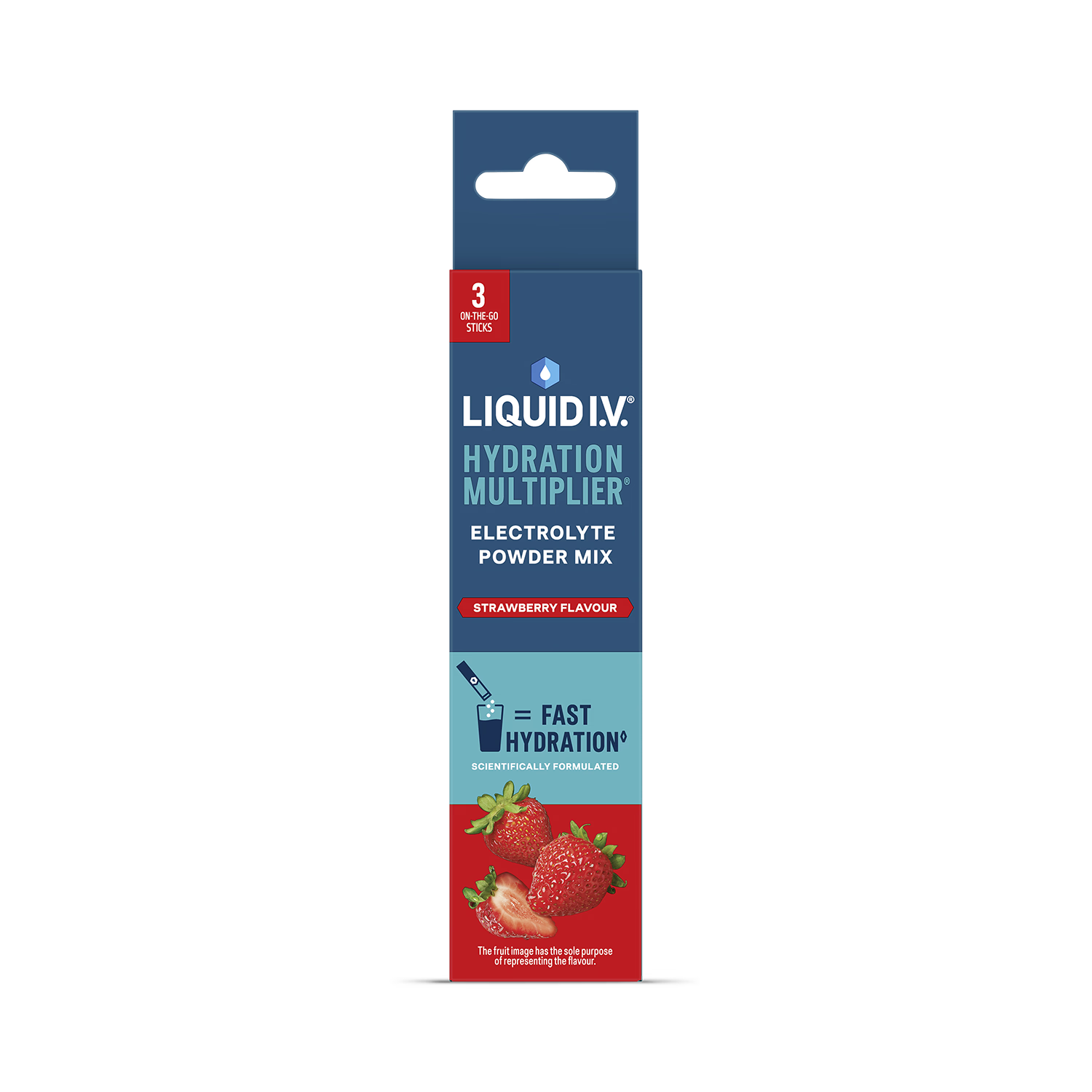 Liquid I.V. strawberry electrolyte powder sachets 3 pack (British brand)
